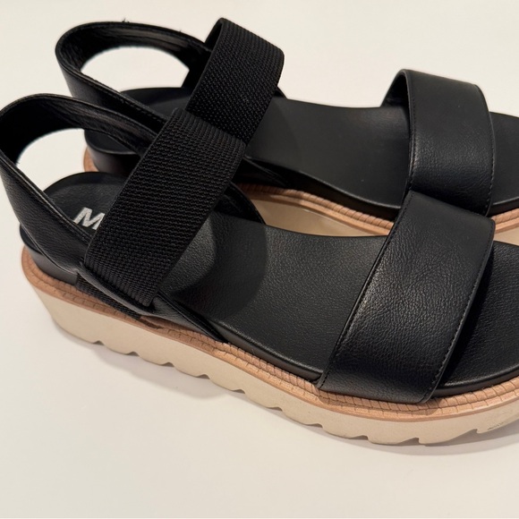 MIA Black Platform Sandals Elastic Straps Chunky Sole Size 7 EUC - Picture 3 of 6